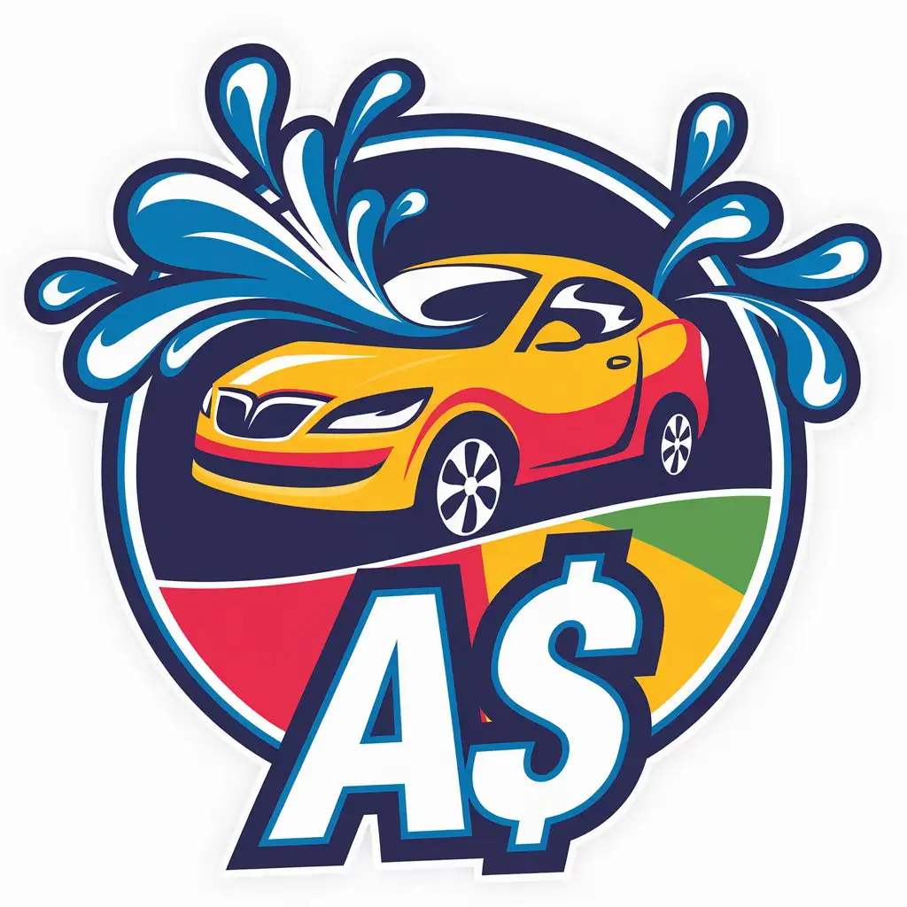 LOGO-Design-for-AS-Car-Washing-Liquid-Vibrant-Colors-with-Dynamic-Water-Droplet-Theme