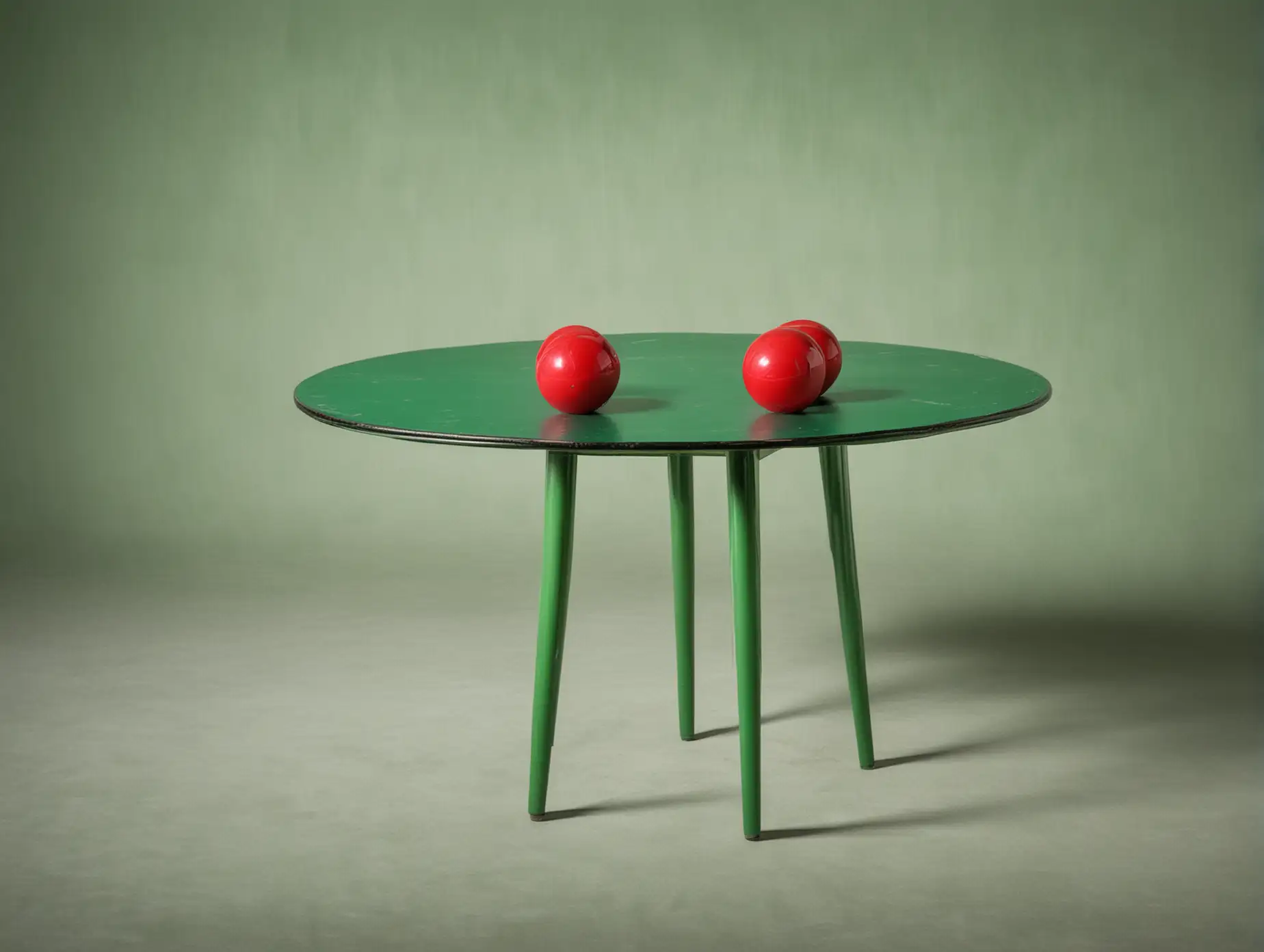 Three-Red-Balls-on-a-Green-Round-Table