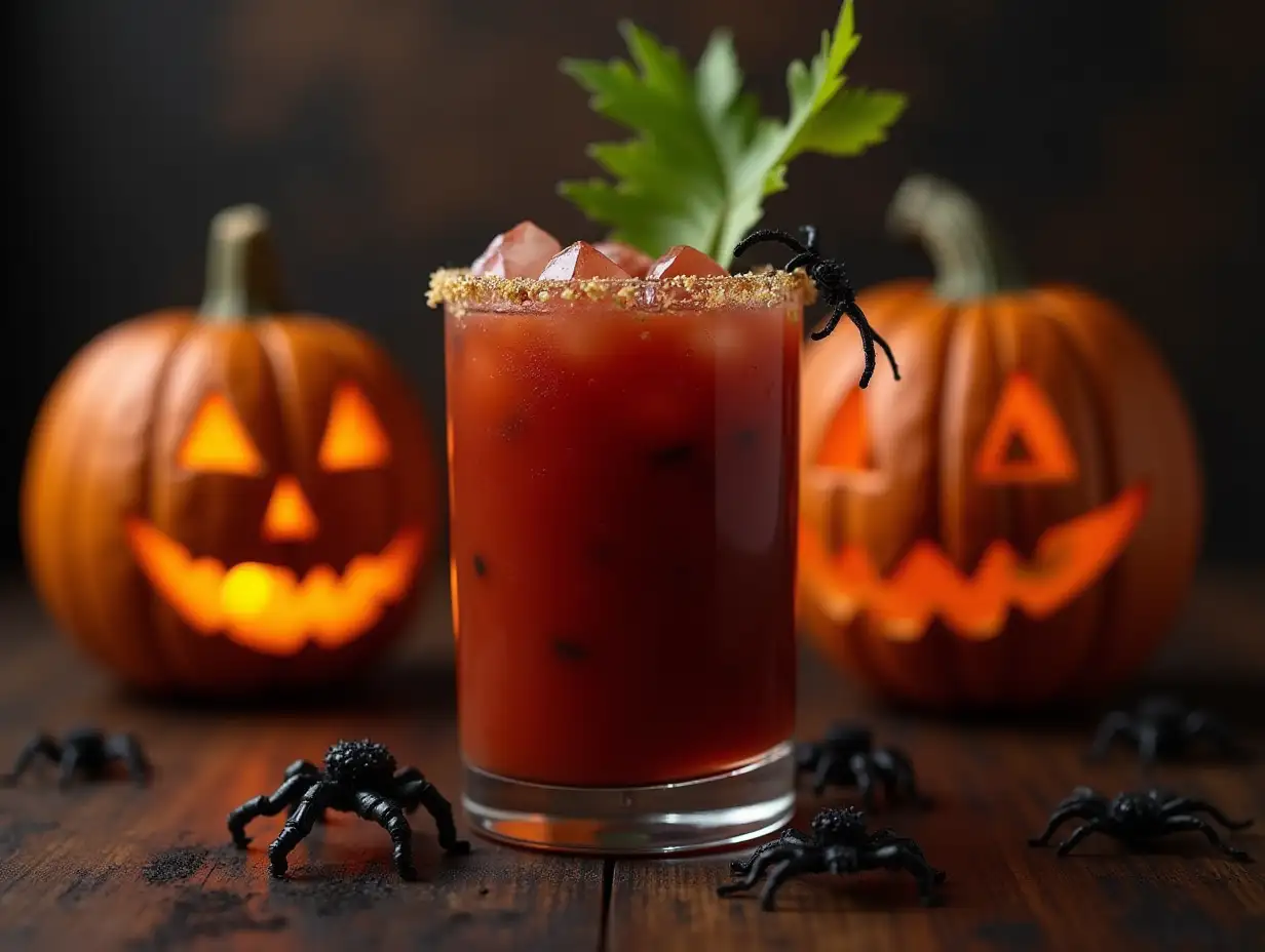 Spooky-Halloween-Bloody-Mary-with-Pumpkin-and-Bats