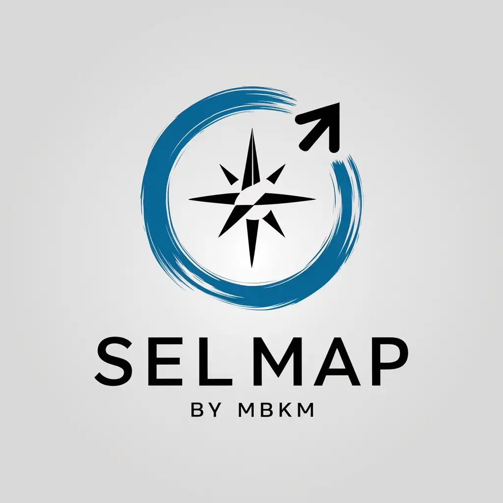 LOGO-Design-For-SELLMAP-by-MBKM-Minimalistic-Blue-Circle-with-Arrow-and-Compass-Symbols