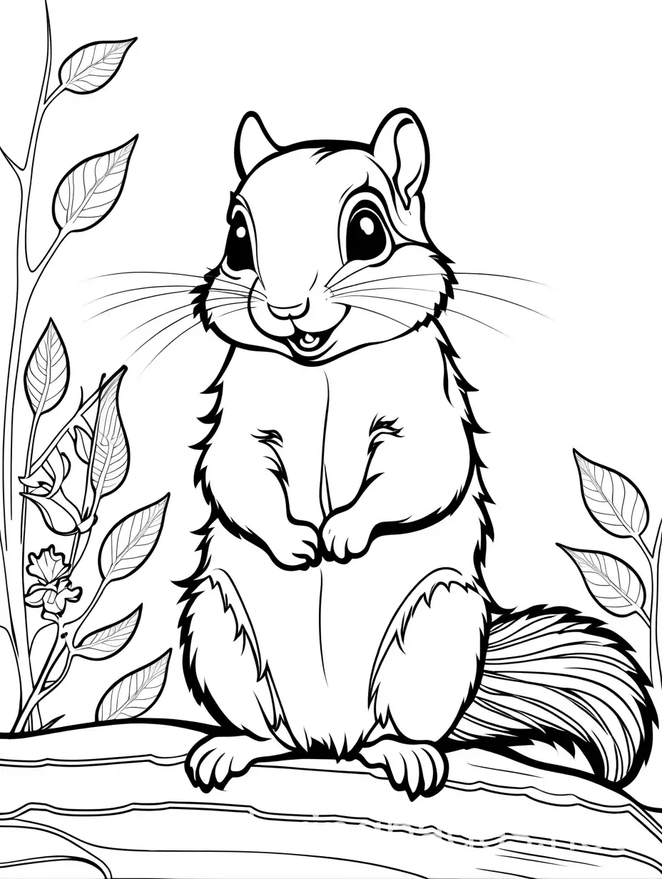 Playful-Chipmunk-Holding-Acorn-Coloring-Page