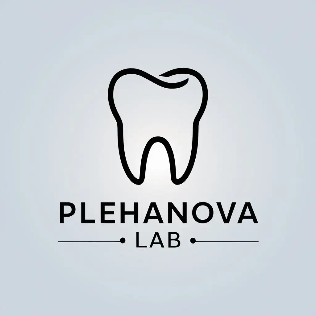 a vector logo design,with the text "Plehanova Lab ", main symbol:Tooth,Minimalistic,be used in Medical Dental industry,clear background