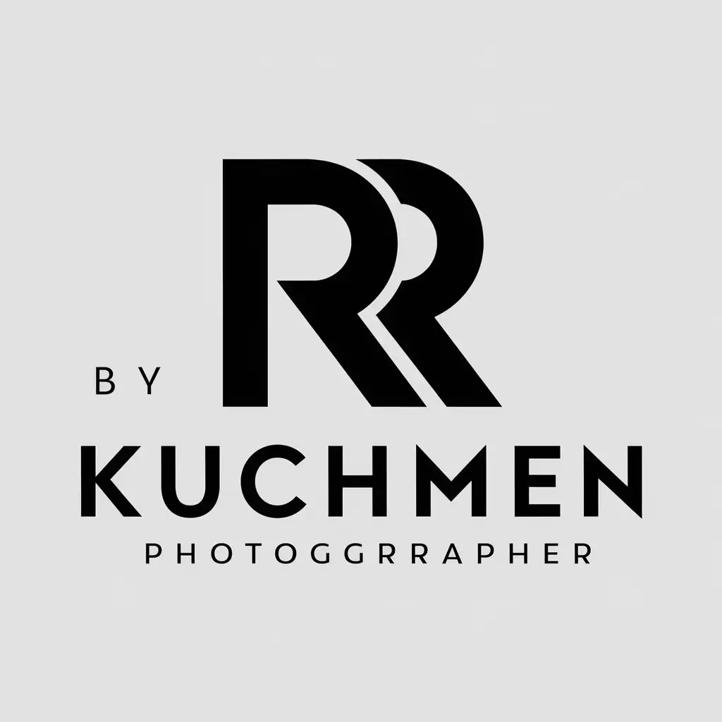 a vector logo design,with the text "by Kuchmen", main symbol:RR,Moderate,be used in photographer industry,clear background