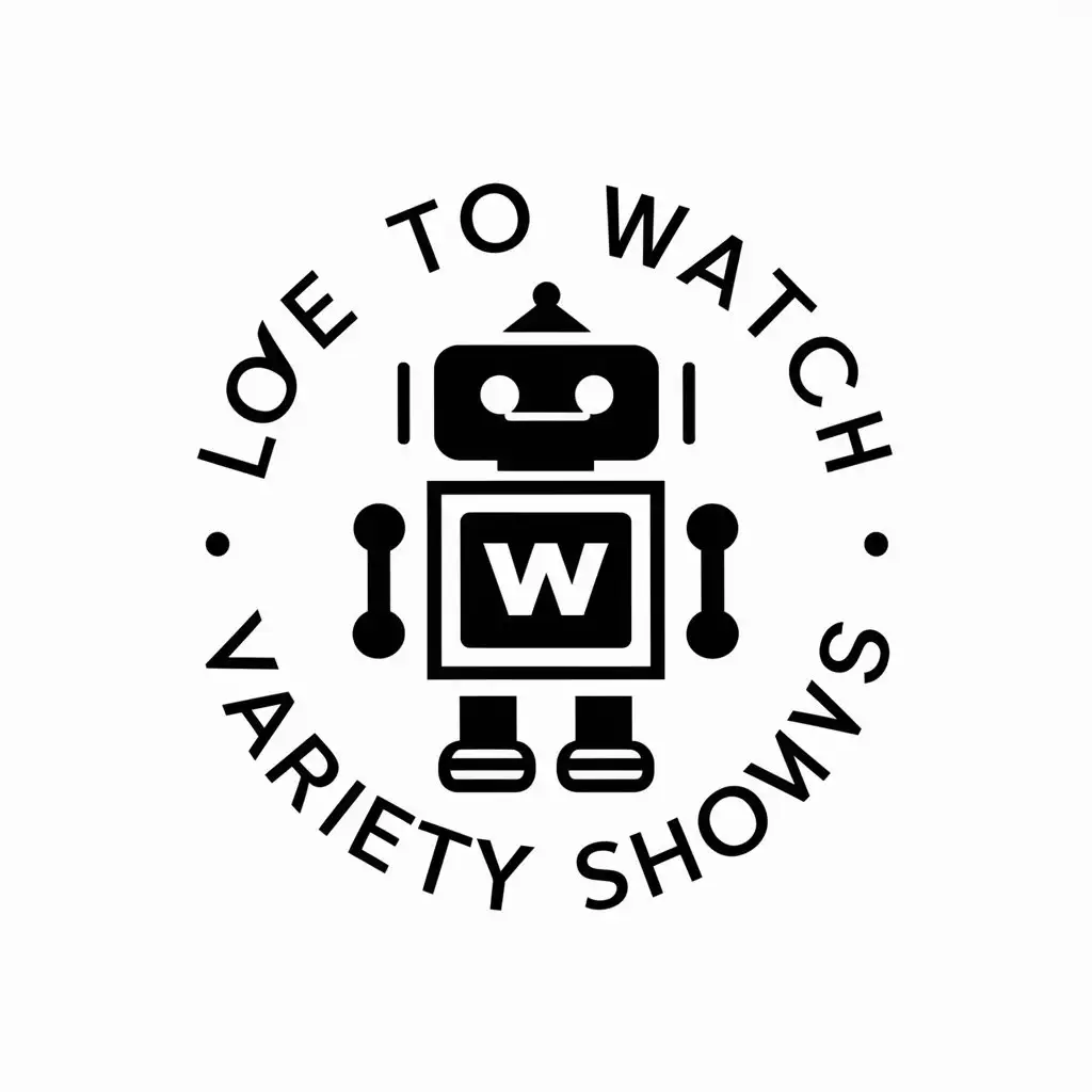 a vector logo design,with the text "love to watch variety shows", main symbol:robot,Moderate,be used in Internet industry,clear background