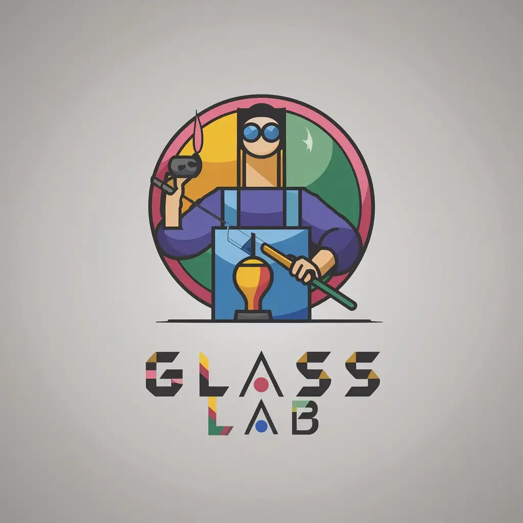 LOGO Design for Glass Lab Abstract Lampwork Artist with Bright Colors and Clear Background