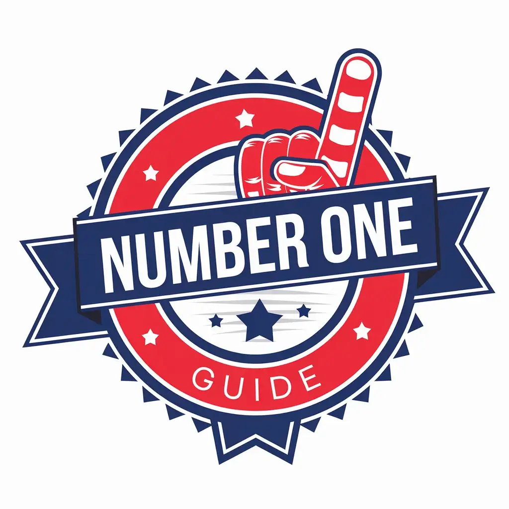 LOGO Design for Number One Guide Blue Ribbon Index Finger with Red White and Blue Theme