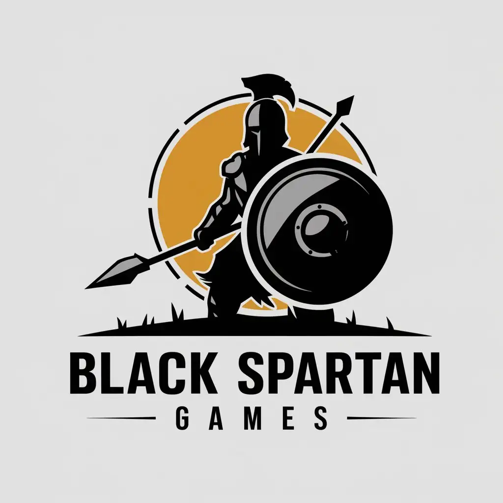 LOGO Design for Black Spartan Games Spartan Warrior with Shield and Spear