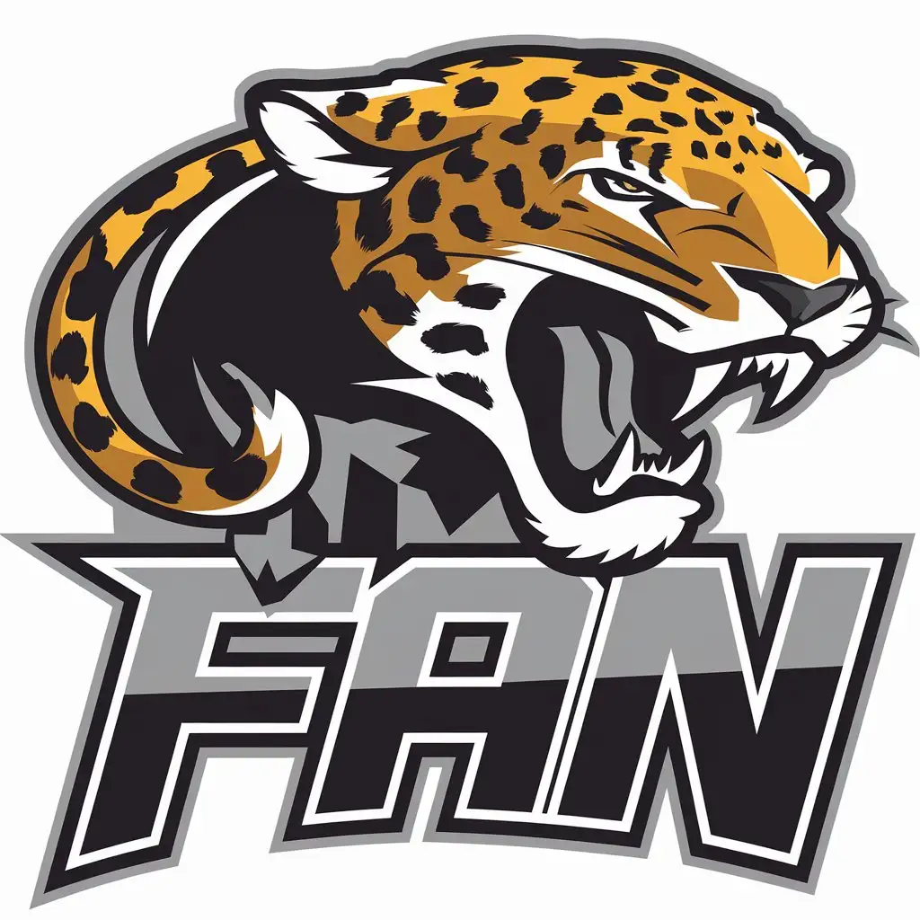 a vector logo design,with the text "FAN", main symbol:Jaguar,Moderate,be used in Entertainment industry,clear background