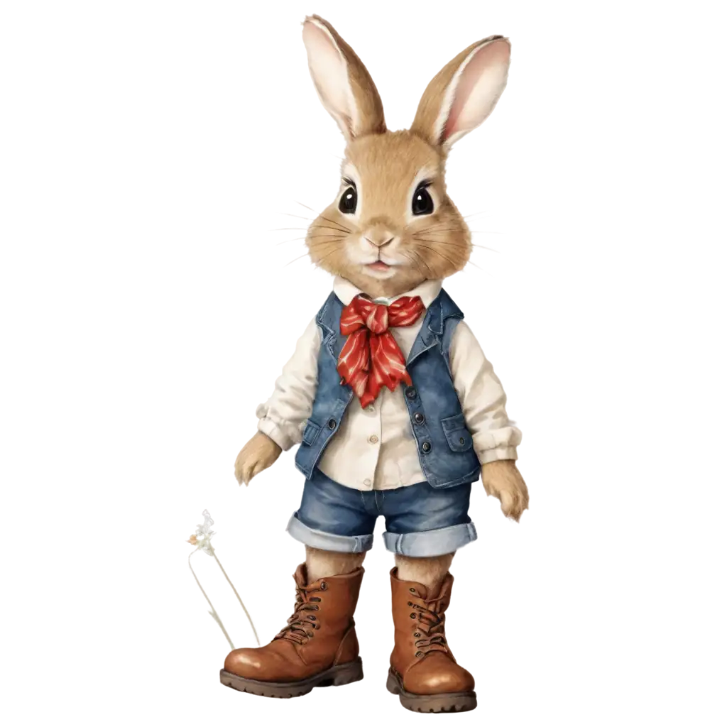 Adorable-Rabbit-with-Boots-PNG-A-Whimsical-Illustration-for-Various-Uses