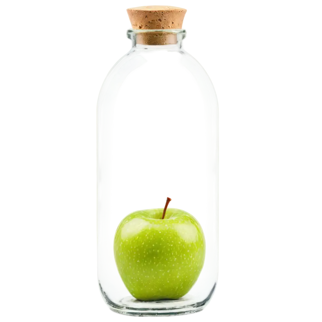 Vivid-Green-Apple-in-Clear-Bottle-PNG-Image-Freshness-Captured-in-High-Definition