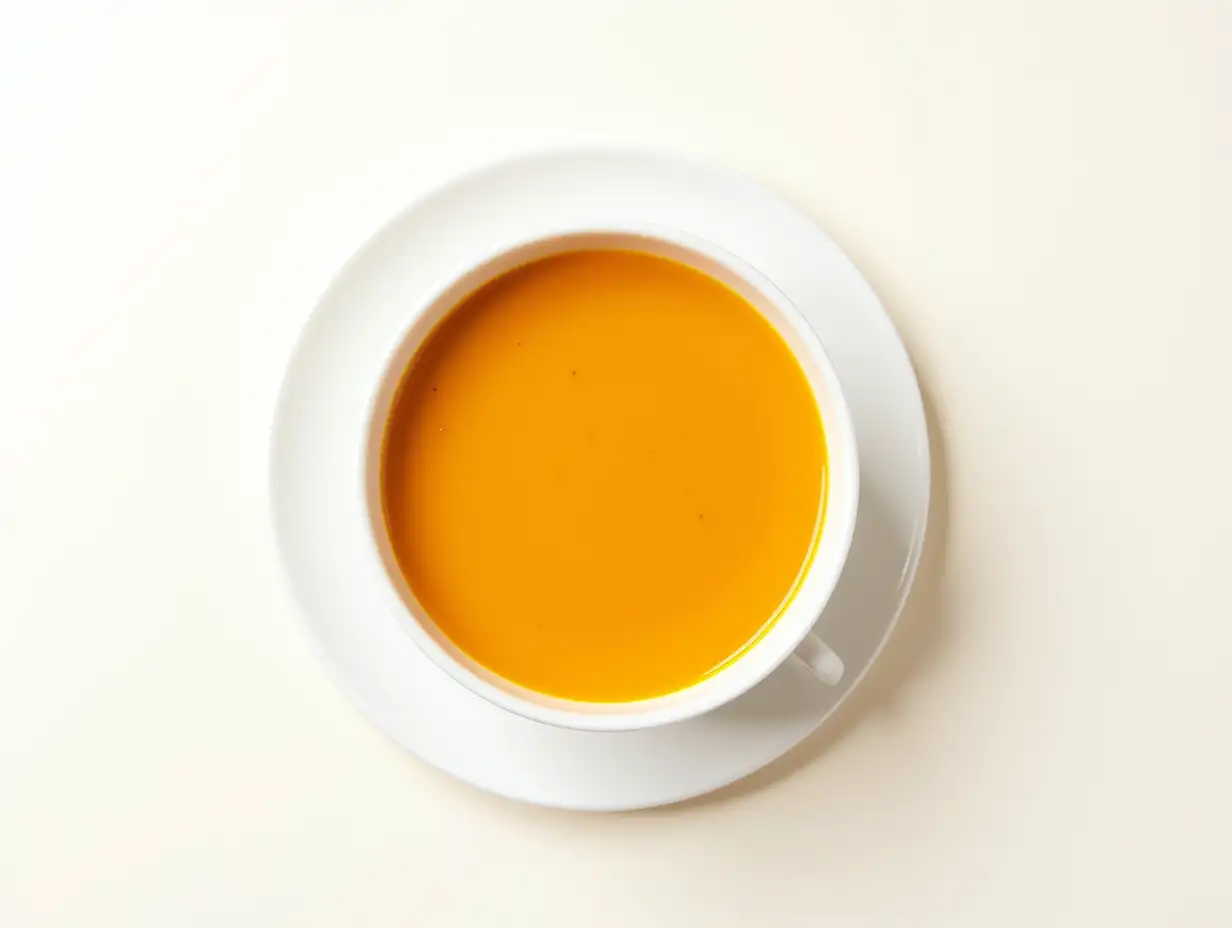 White background with pumpkin soup