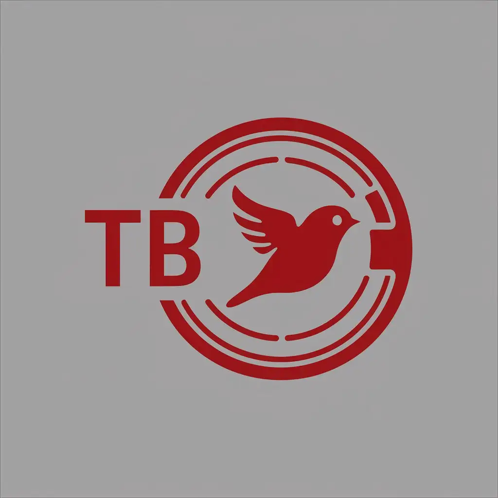 LOGO-Design-For-TB-Minimalistic-Gray-Background-with-Flying-Sparrow-in-Red-Bearing