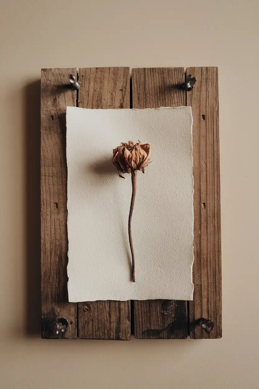 pressed rustic minimalistic single stem dried flower art