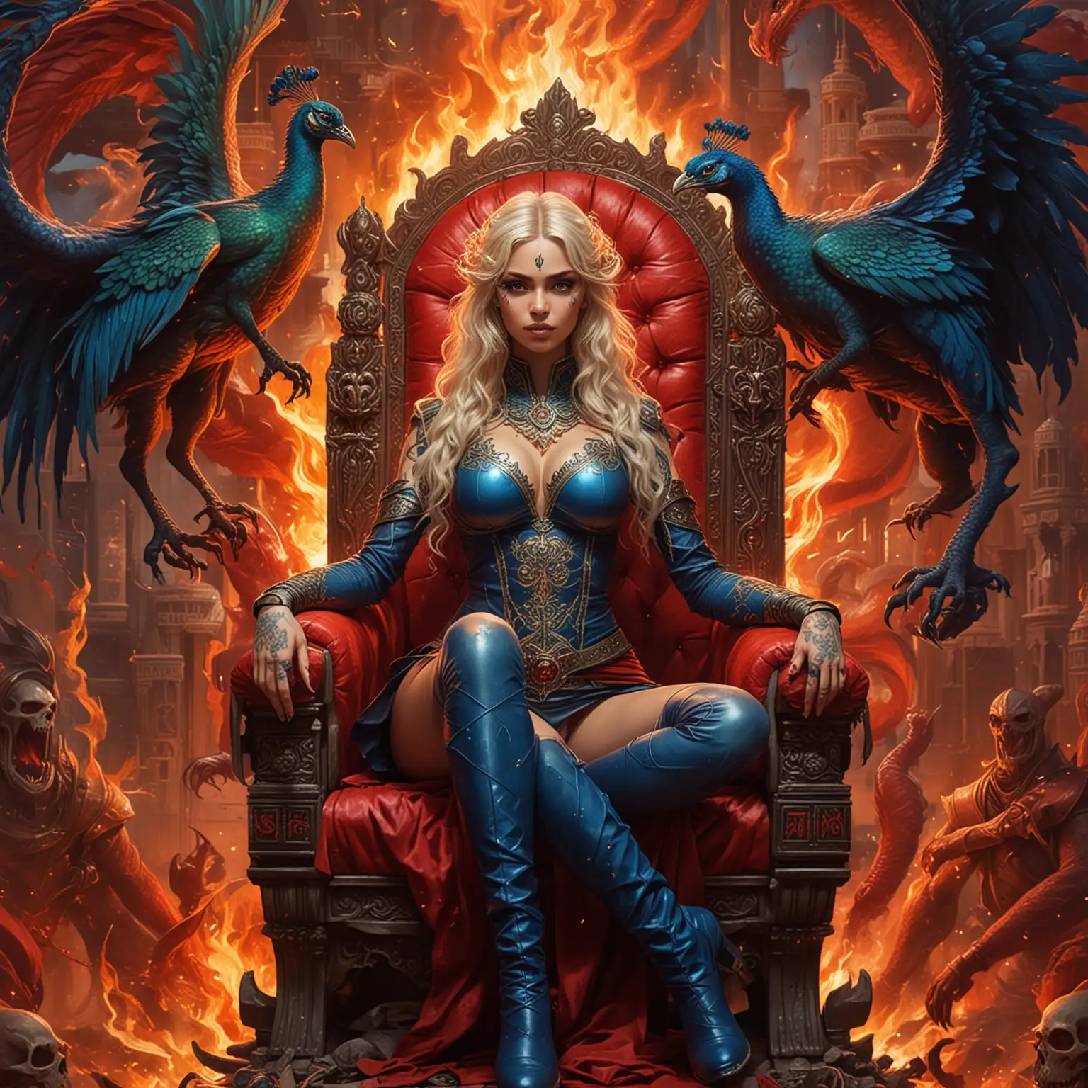 Adolescent Goddess Sorceress Commanding Fire and Dragons