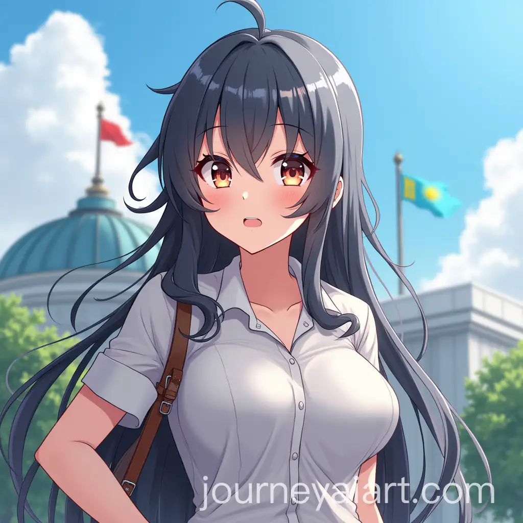 Anime-Girl-Visits-Almaty-with-Kazakhstan-Flag-in-Background