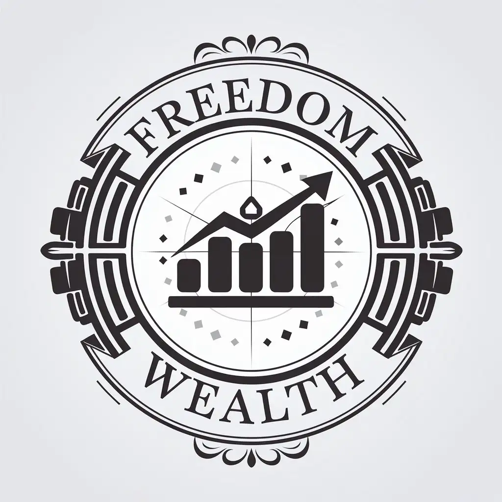 a vector logo design,with the text "Freedom wealth", main symbol:Stock exchange, trading, chart,complex,be used in Finance industry,clear background