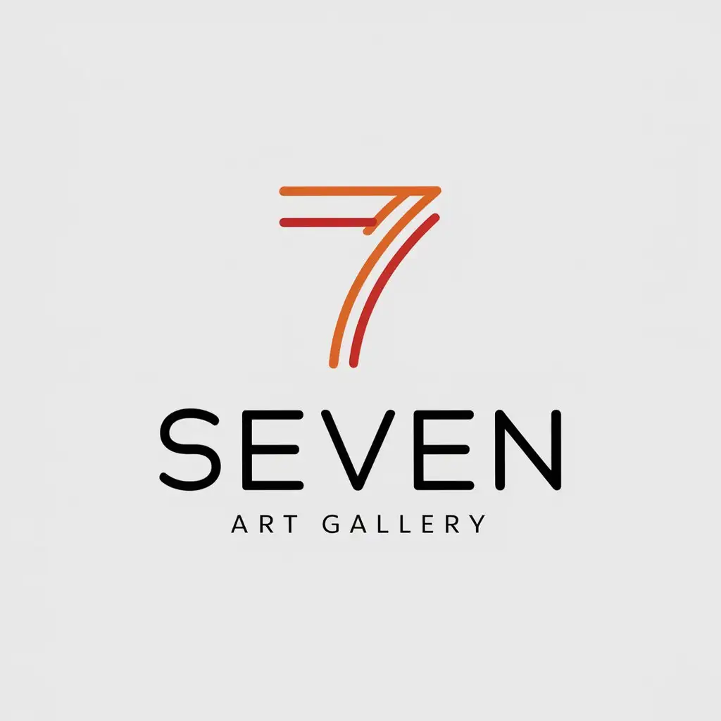 LOGO Design for SEVEN ART GALLERY Minimalistic Vector with SEVEN Symbol and Clear Background