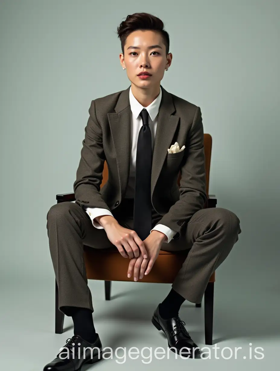 Beautiful-Brunette-Actress-in-Mans-Tweed-Suit-and-Oxford-Shoes