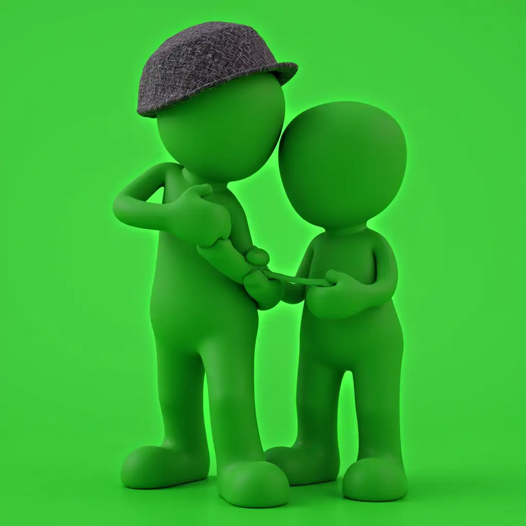 Green human with a hat