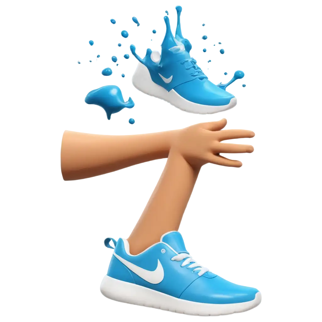 Blue-Sneakers-with-Paint-Splashes-PNG-Image-3D-Style-for-HighQuality-Digital-Use