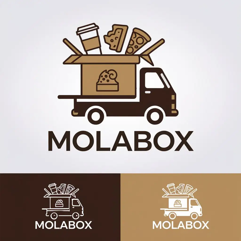 LOGO Design for MolaBox Coffee Pizza Sweet in Box on Food Truck Theme