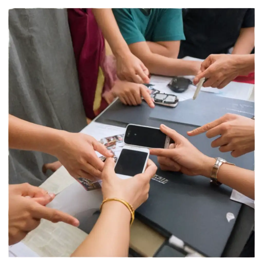 People-Gathering-and-Playing-on-Mobile-Phones-PNG-Image-HighQuality-Visual-for-Digital-Interactions