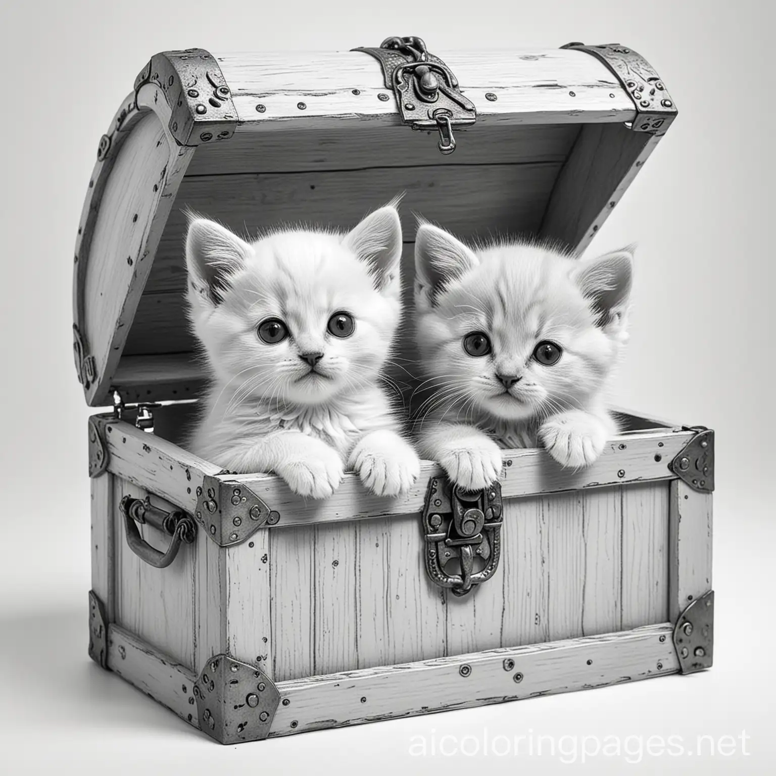 Two-Kittens-in-a-Treasure-Chest-Coloring-Page