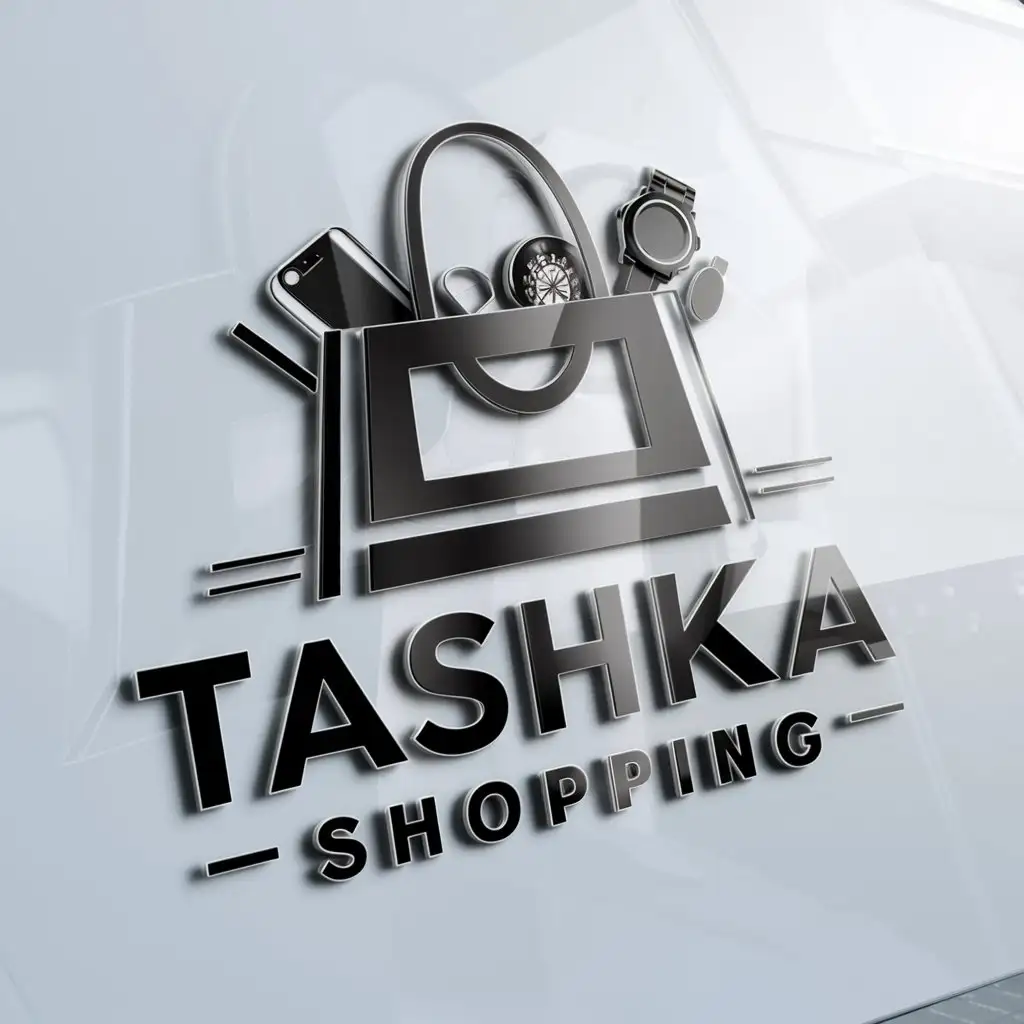 LOGO-Design-For-Tashka-Shopping-Elegant-Shopping-Cart-Icon-with-Clear-Background