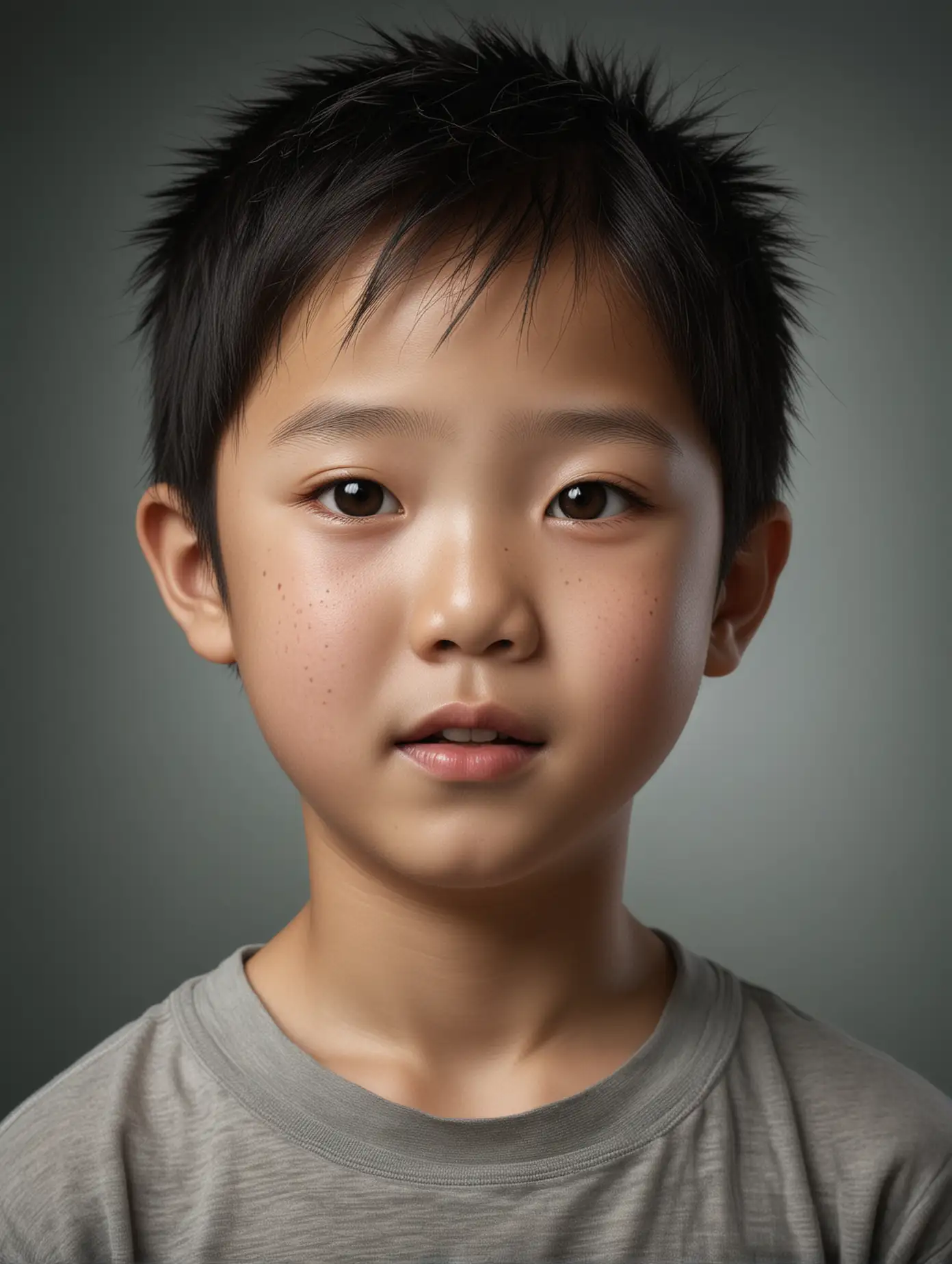 Portrait of an 8YearOld Asian Child with Radiant Skin