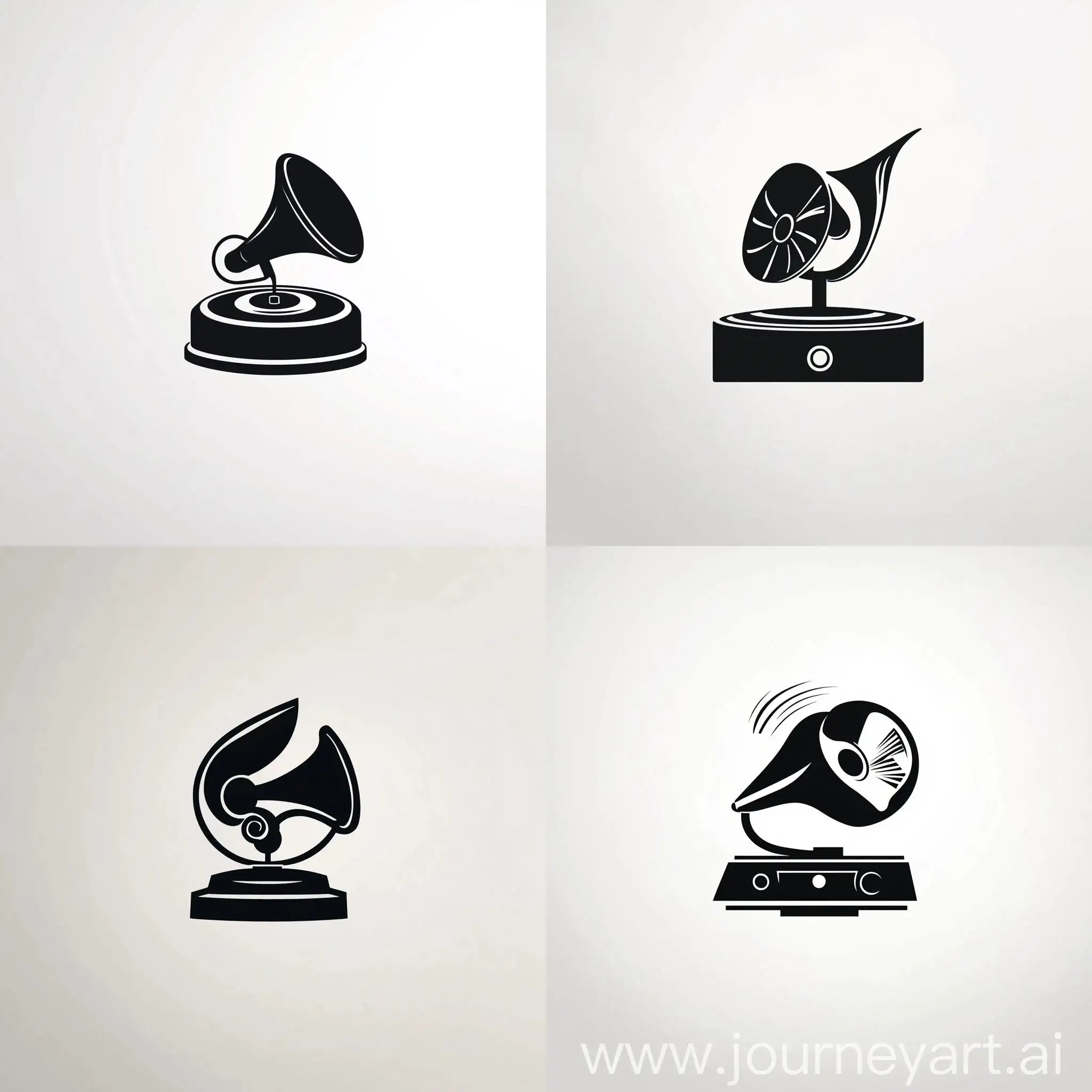 Minimalist-Gramophone-Silhouette-Logo-on-White-Background