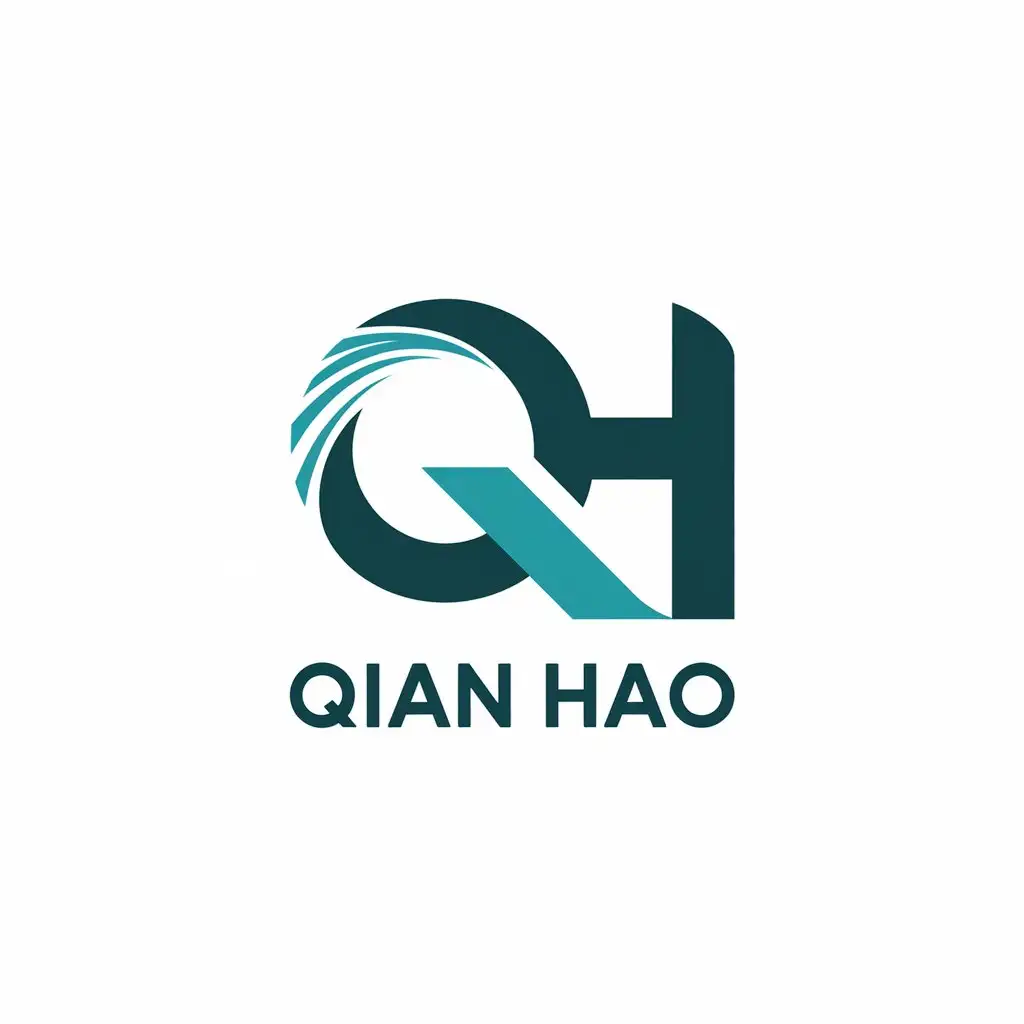 a vector logo design,with the text "Qian Hao", main symbol:QH,Moderate,be used in Technology industry,clear background