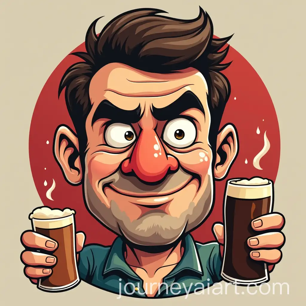 Caricature-Logo-of-a-DrAI-Art-Prompt-Expansionunk-Man-with-Big-Nose-and-Red-Face