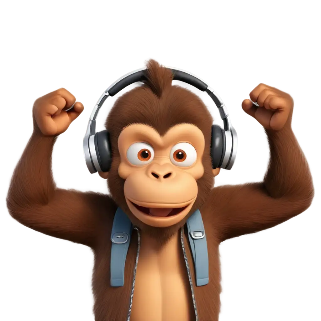 Cartoon-3D-Monkey-with-Headphones-PNG-Image-Vibrant-and-Engaging-Visual-Content