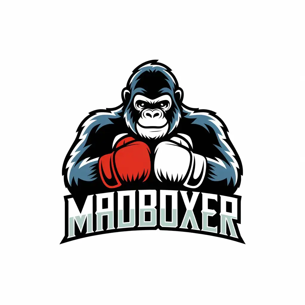 LOGO Design for MadBoxer Vector Logo with Gorilla Symbol for Sports Fitness Industry