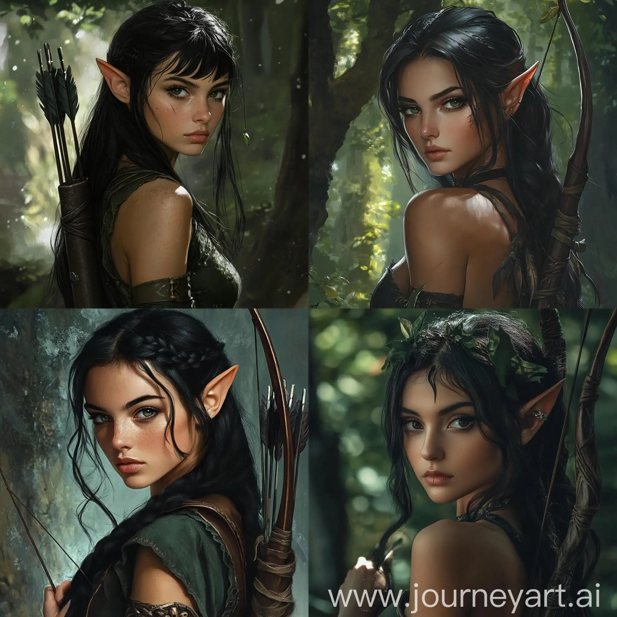 Forest-Elf-Girl-with-Bow-in-DND-Style