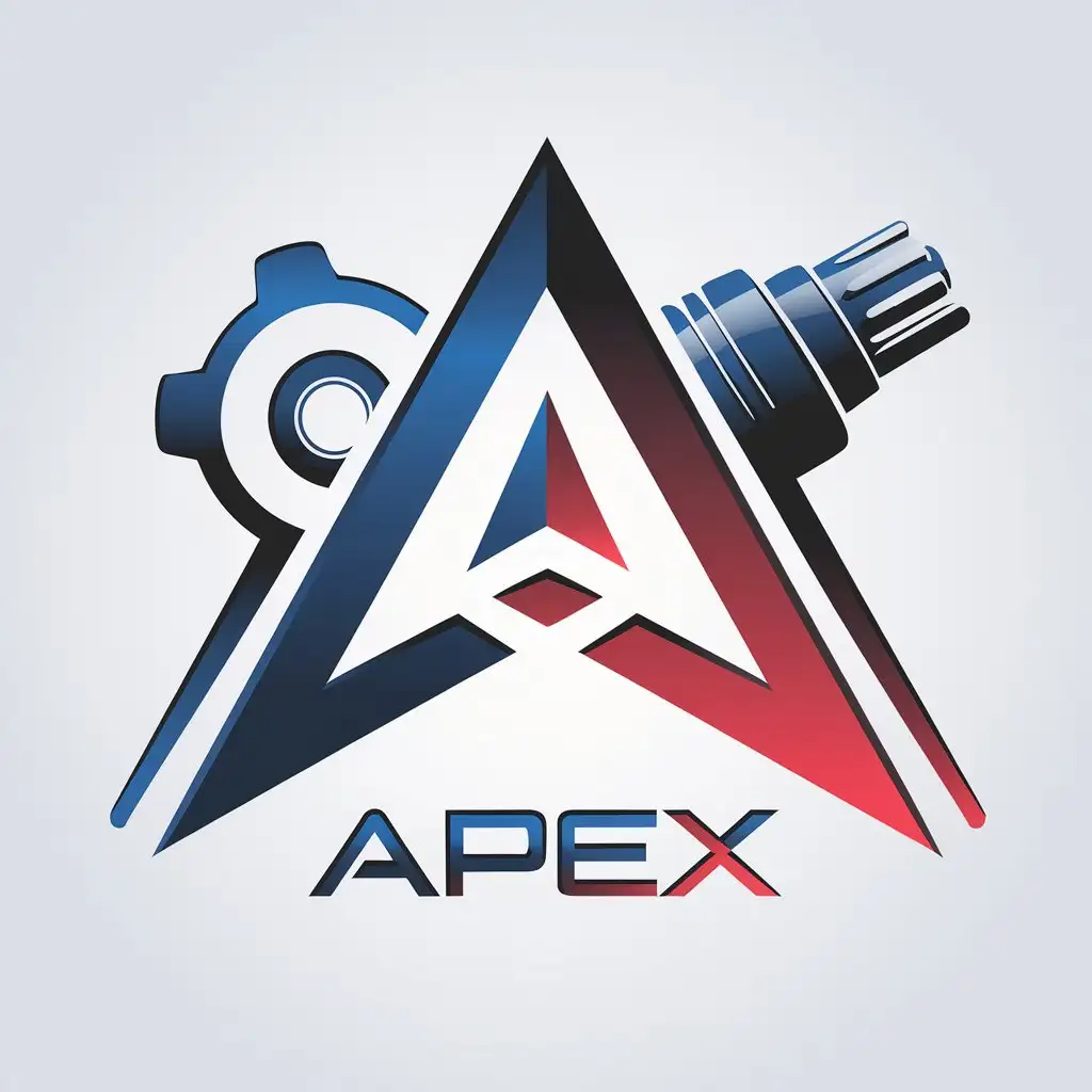 LOGO-Design-For-APEX-Metallic-Blue-Red-A-Symbol-with-Automotive-Engine-Elements