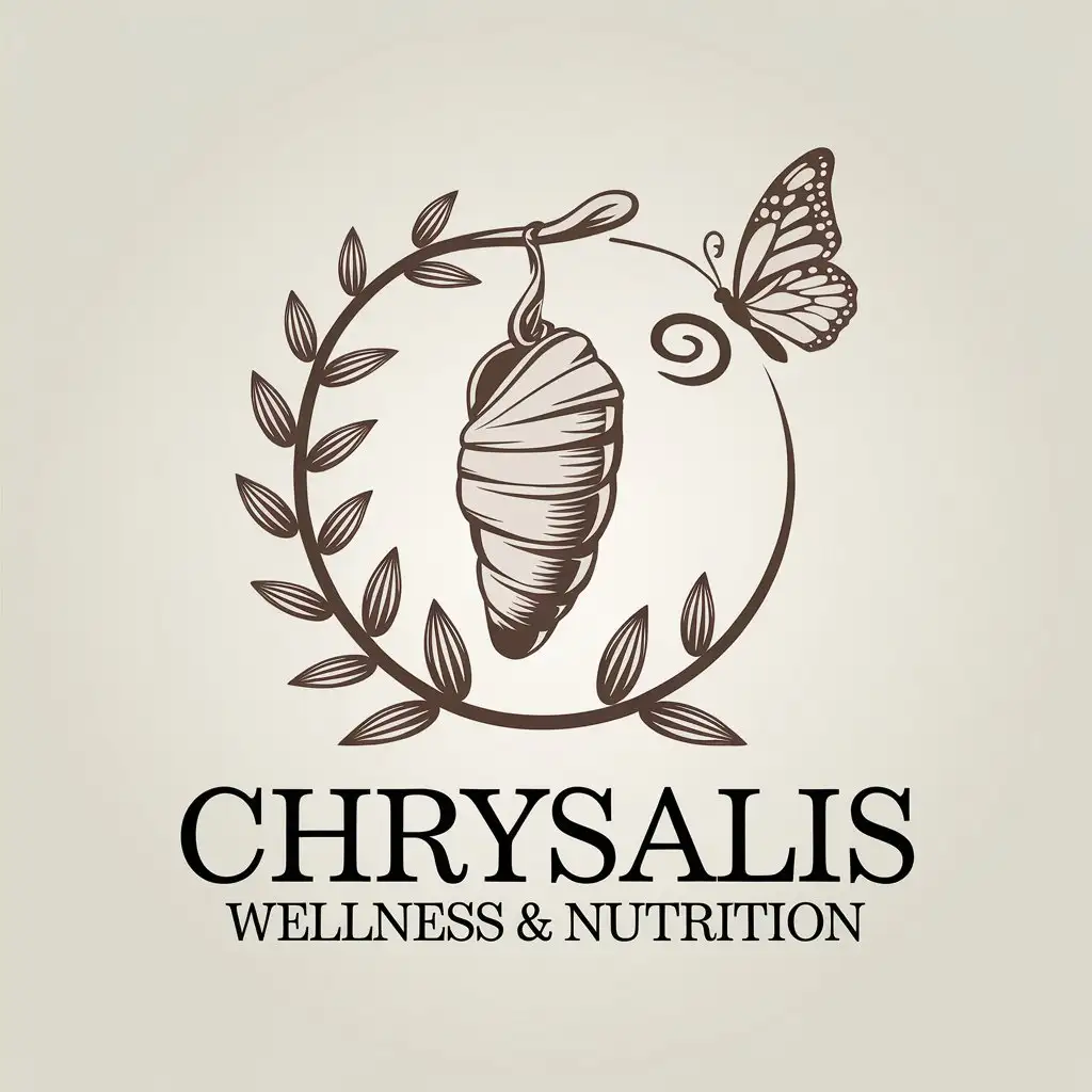 LOGO Design For Chrysalis Wellness Nutrition Elegant Vector Logo with Butterfly and Natural Elements