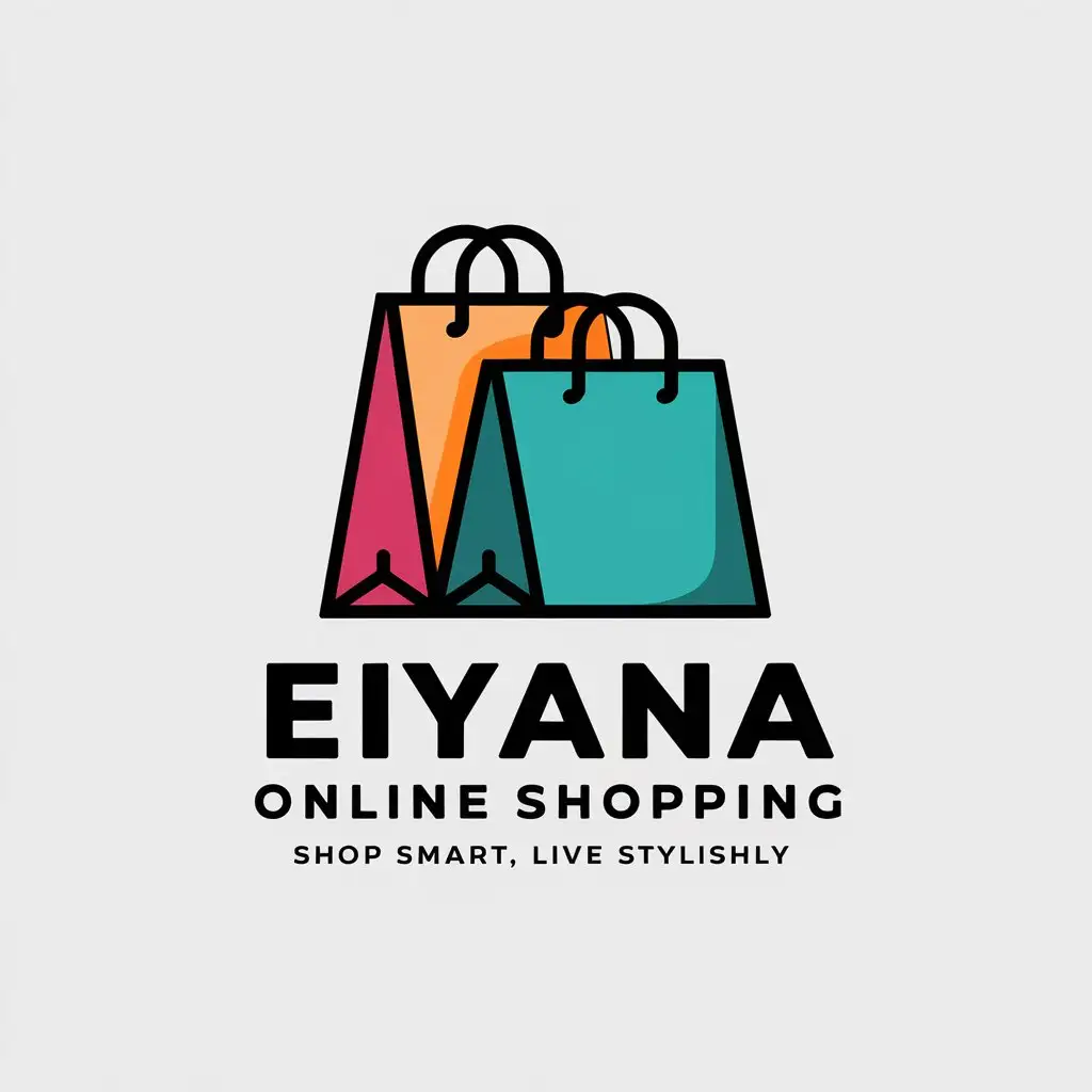 LOGO Design for Eiyana Online Shopping Shopping Bags Shop Smart Live Stylishly Mixed Color Theme