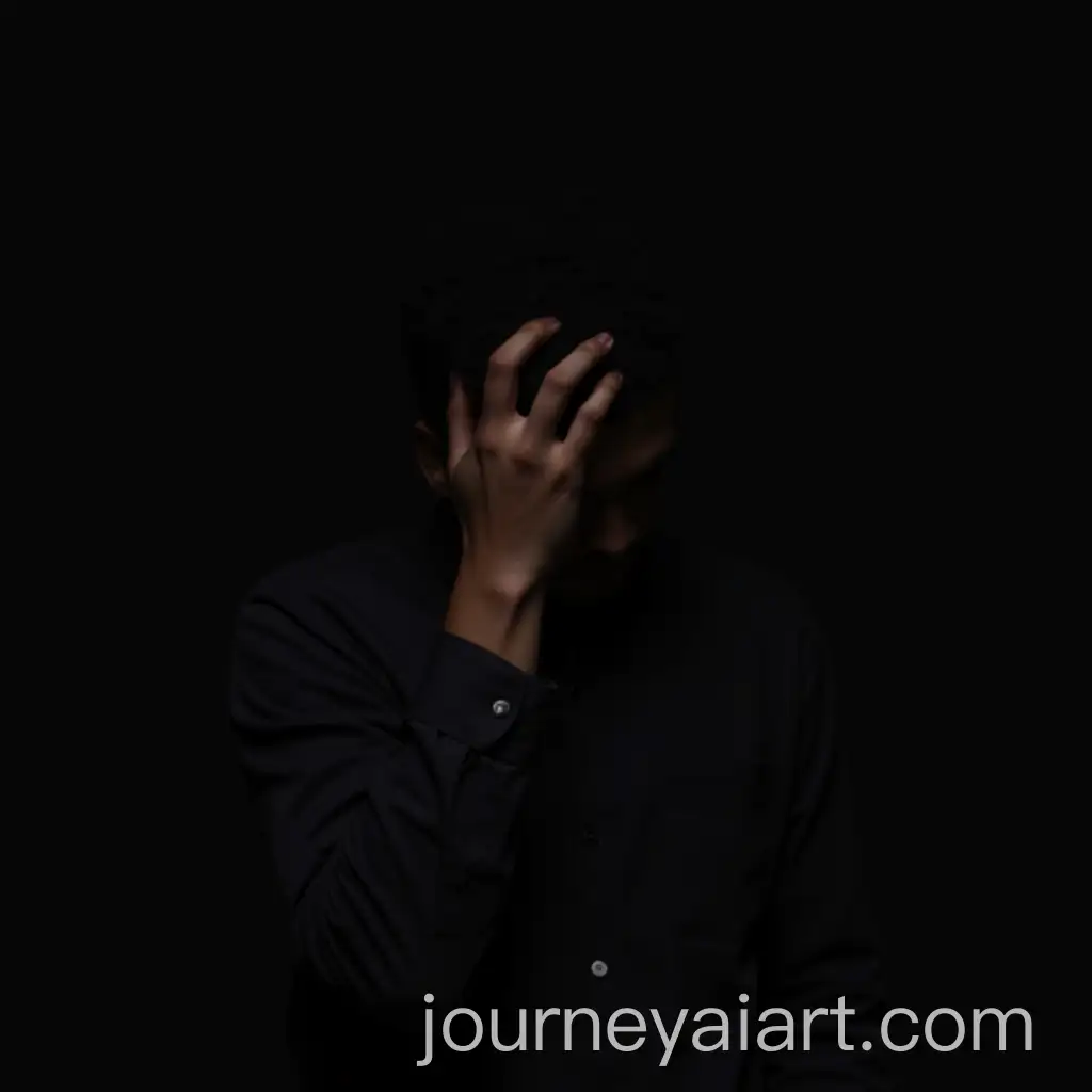 Sad-Person-with-Hand-on-Head-in-Dark-Environment