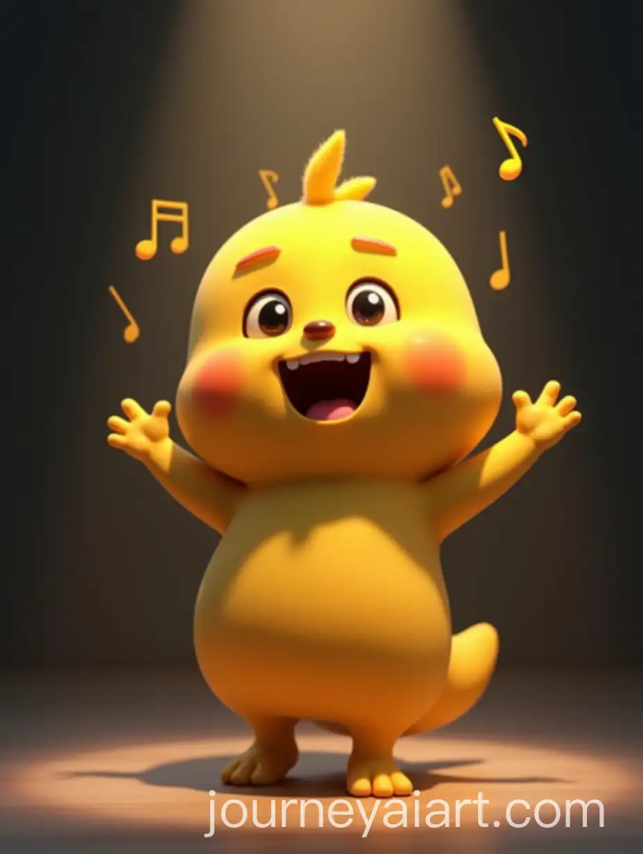 Adorable-Yellow-Creature-Dancing-with-Confidence-and-Glowing-Eyes