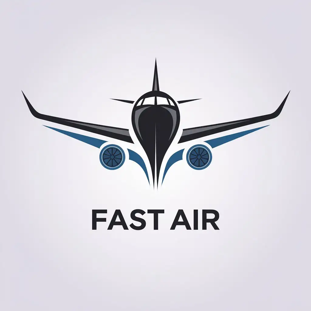 LOGO Design for FAST AIR Bold Black and Blue Typography on White Background