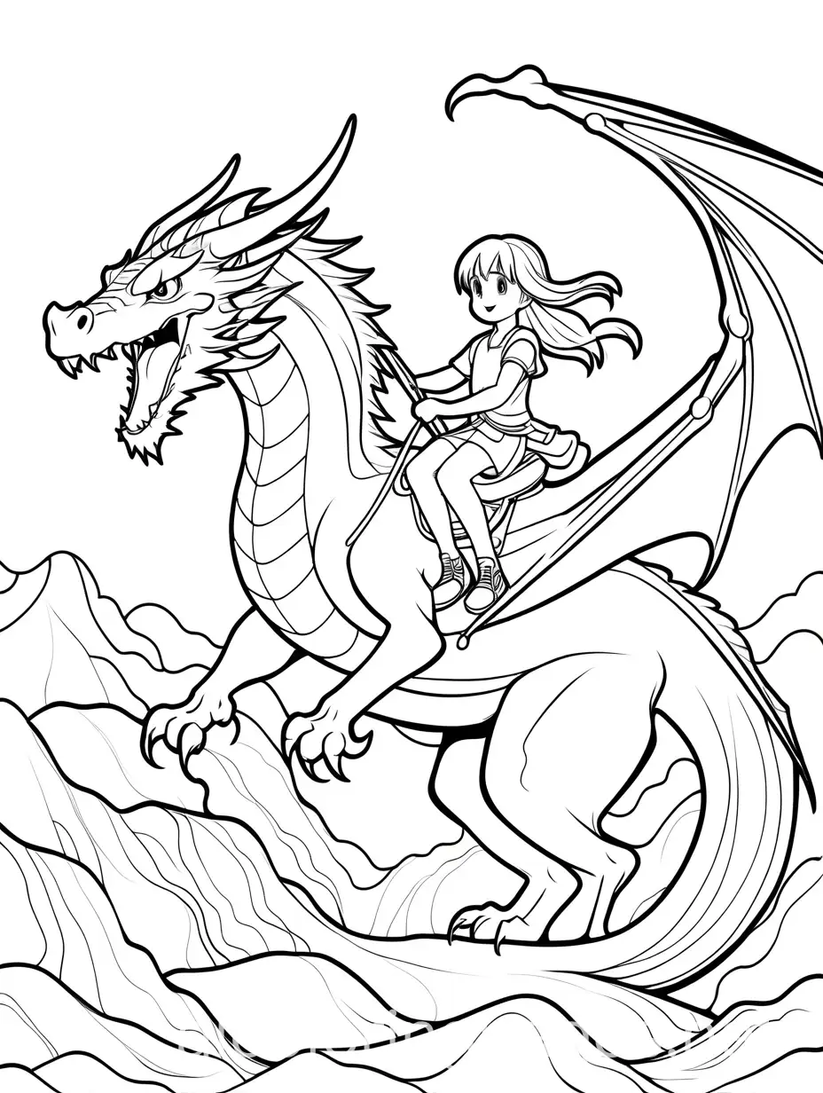 Anime-Character-Riding-Dragon-Coloring-Page