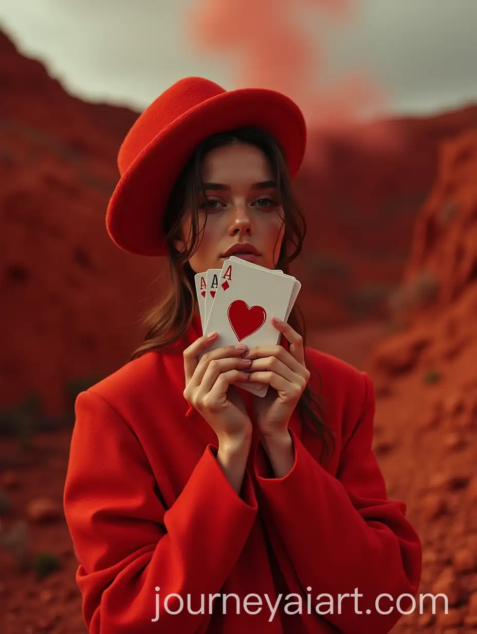 French-Supermodel-Portrait-in-Red-Volcanic-Landscape-with-Blank-Card-Deck