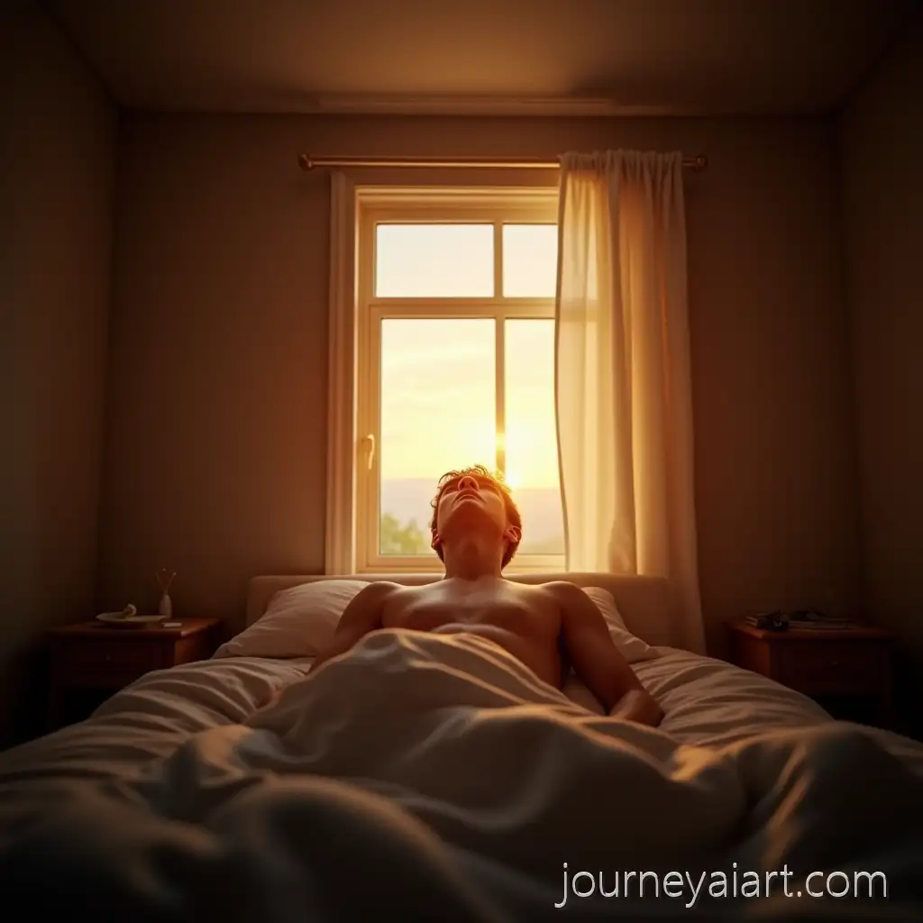 Man-Waking-UpAI-Image-Prompt-Expansion-in-Bed-at-Sunrise-with-Soft-Morning-Light-and-UltraRealistic-Lighting