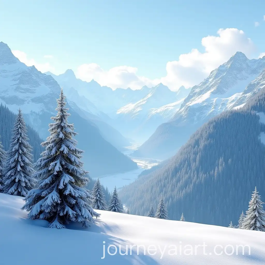 New-Years-Fir-Tree-in-Snowy-Swiss-Mountain-Landscape