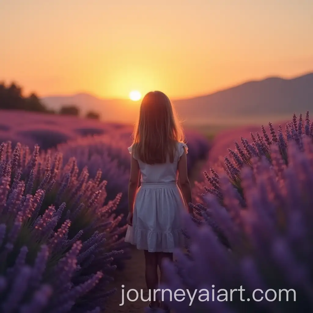 Lavender-Field-at-Sunset-with-a-Girl-in-Dreamy-Landscape