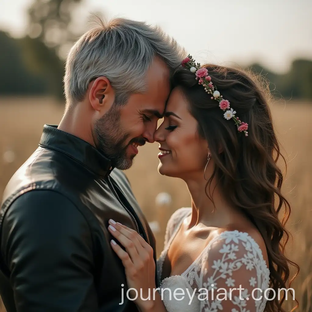 GrayHaired-Biker-Man-and-BrownHaired-Biker-Woman-Celebrating-Their-Wedding