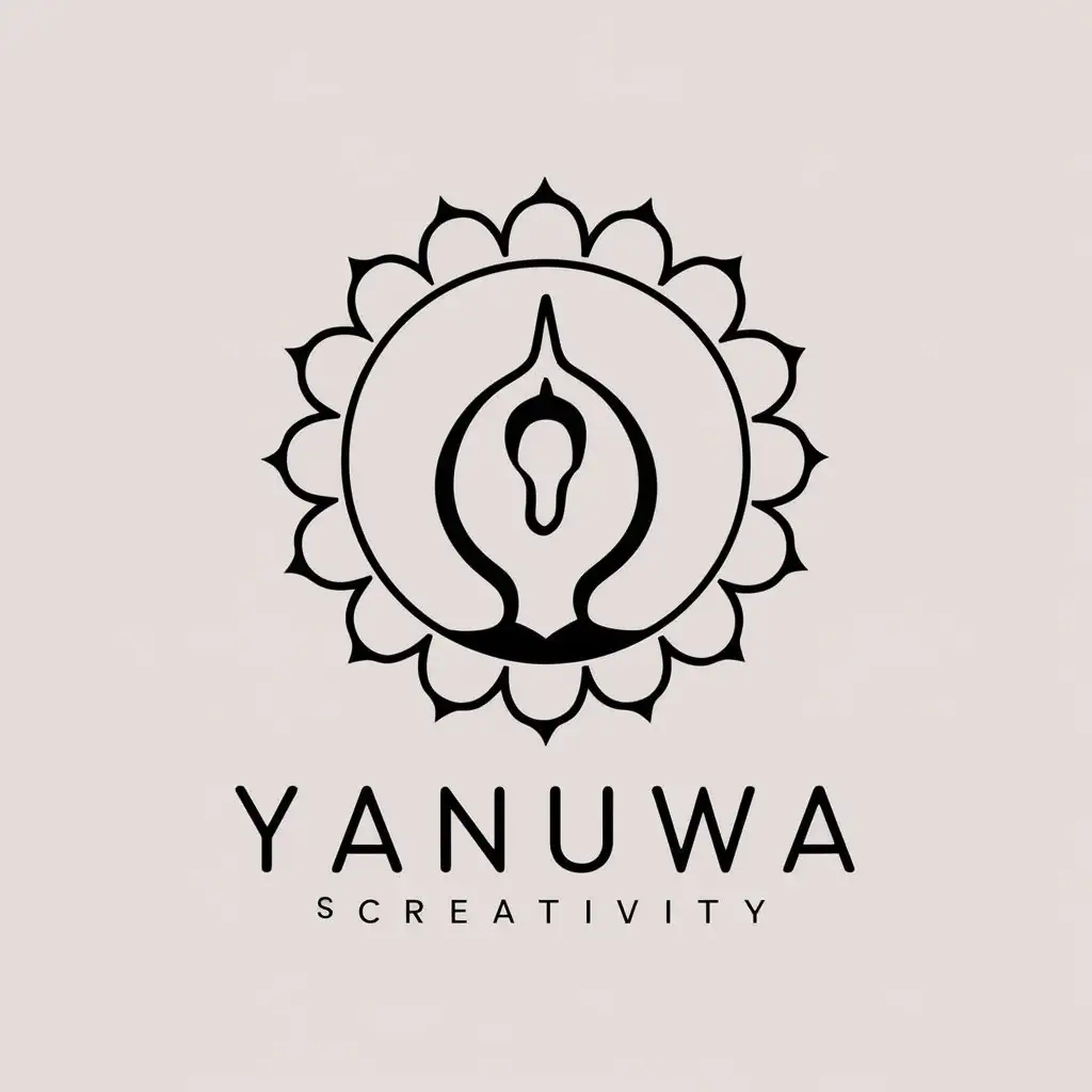 a vector logo design,with the text "YANUWA", main symbol:yoga mirror creativity,Minimalistic,clear background