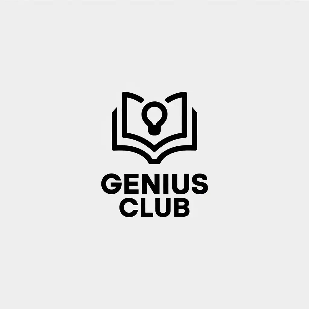 LOGO Design for Genius Club Minimalistic Book Symbol for Technology Industry with Clear Background