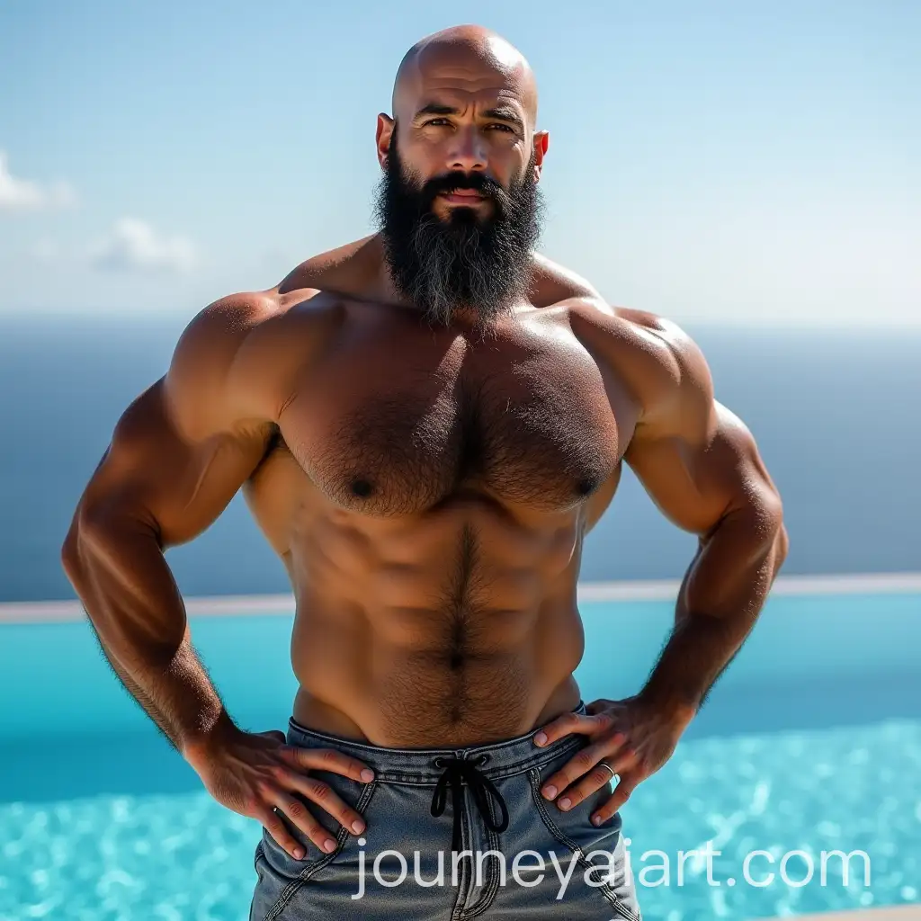 Muscular-Male-Standing-at-Infinity-Pool-with-Natural-Light